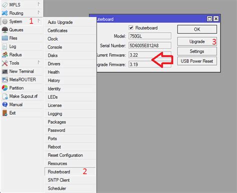 how to upgrade mikrotik firmware.